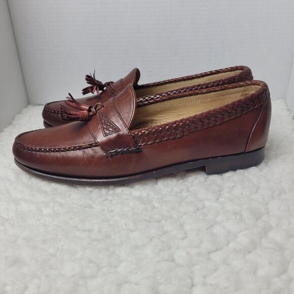 Allen Edmonds Maxfield Men\'s Slip-On Loafer Size 11 Brown Leather Tassel Braid